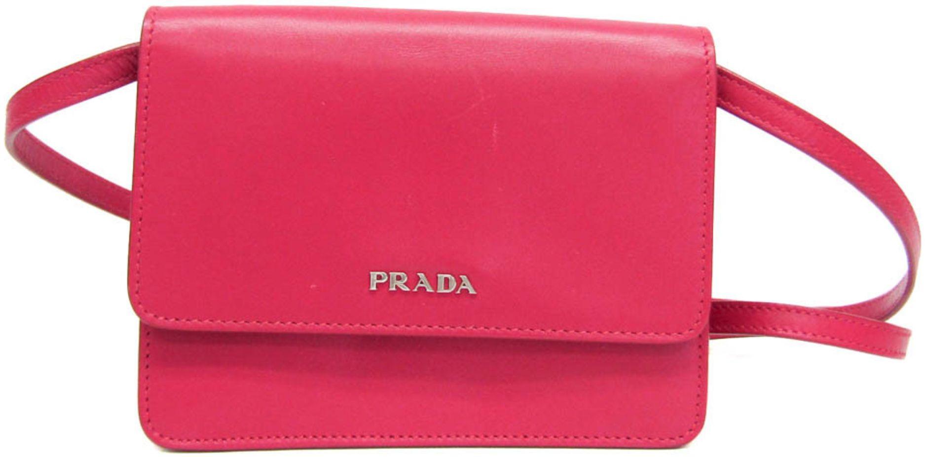 Prada  Leather Shoulder Bag - Peonia - Leather - Excellent