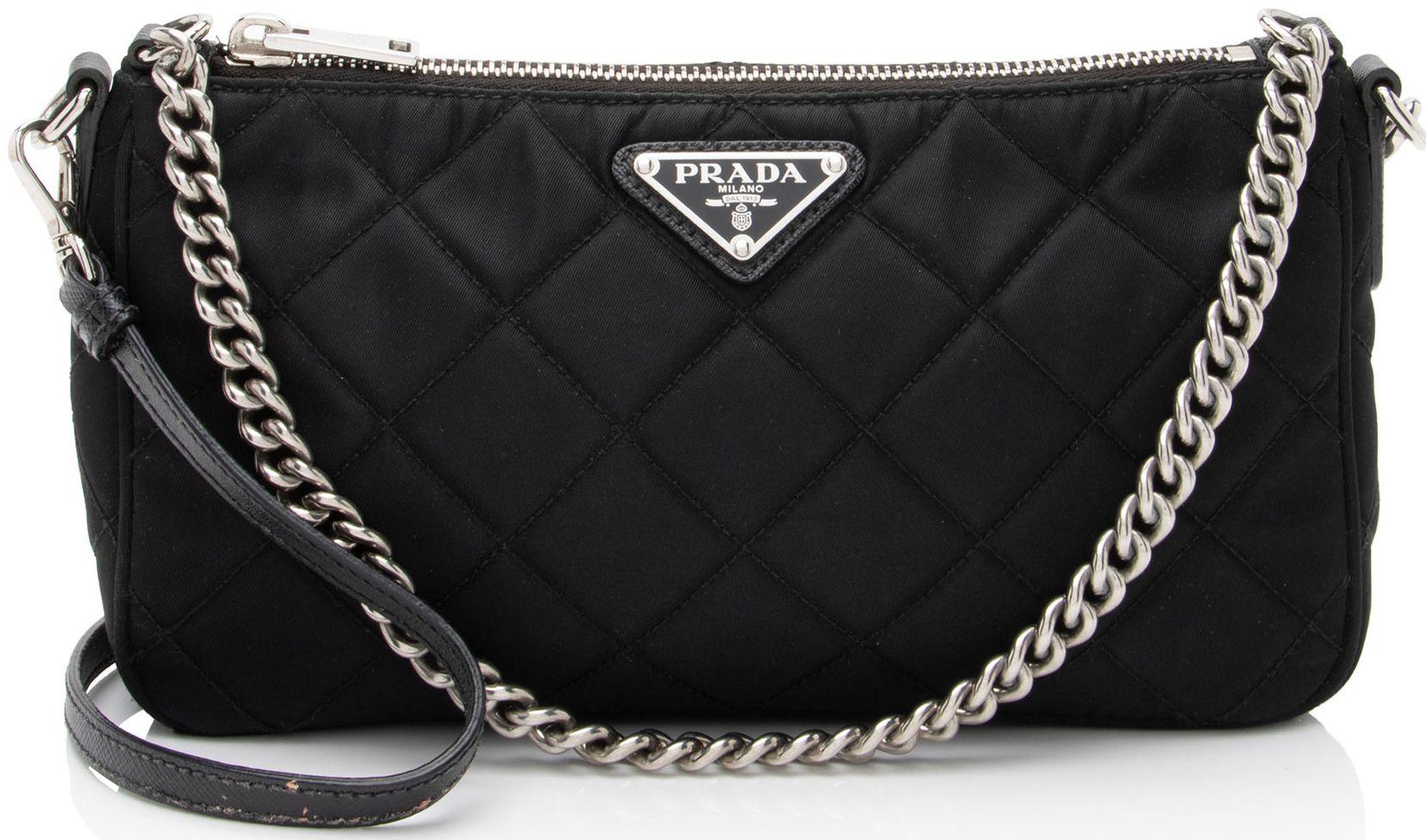 Prada  Quilted Tessuto Impuntu Crossbody - Black - Leather - Excellent