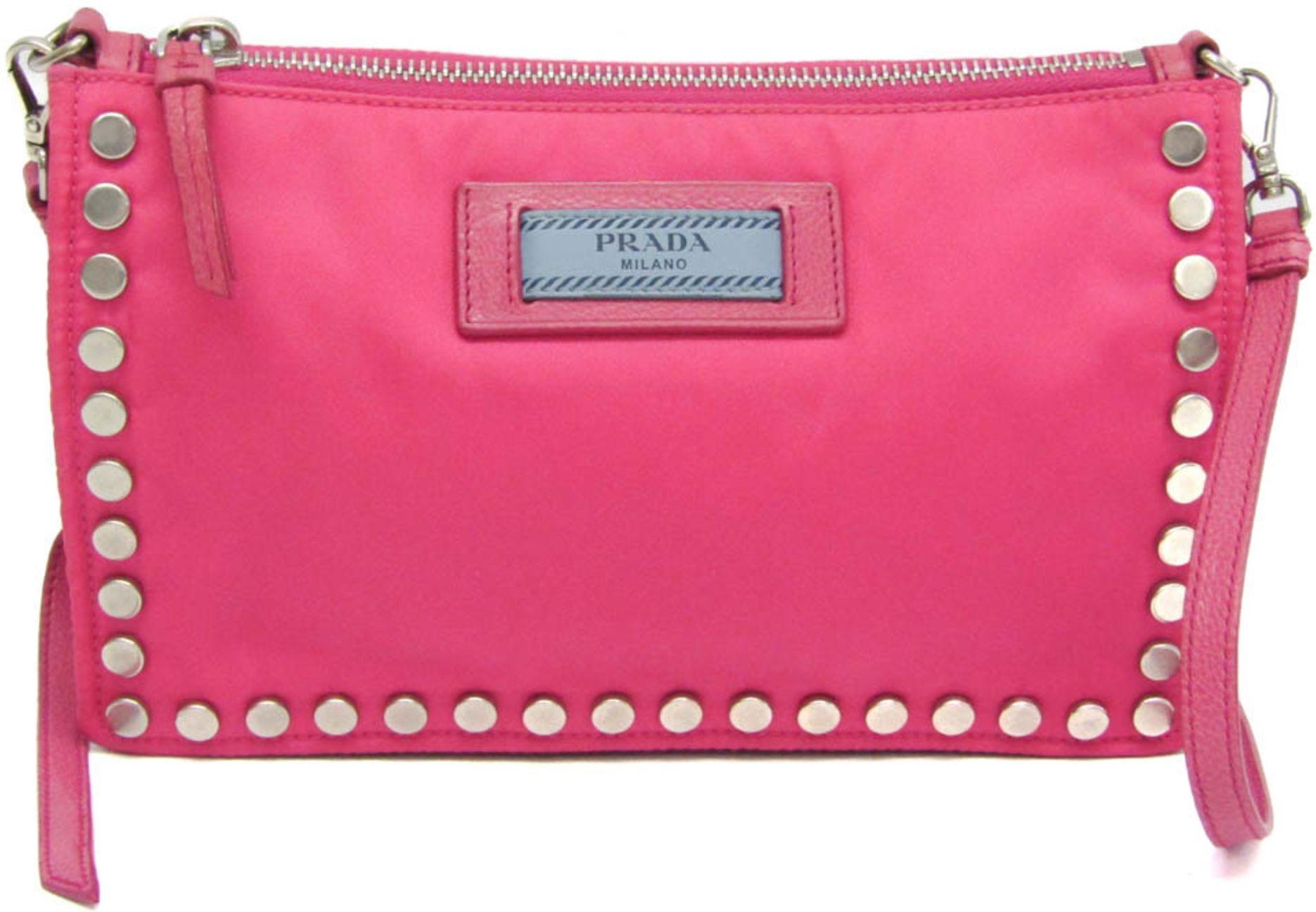 Prada  Tessuto Leather Pouch Shoulder Bag - Astrale/Fuxia - Leather - Excellent