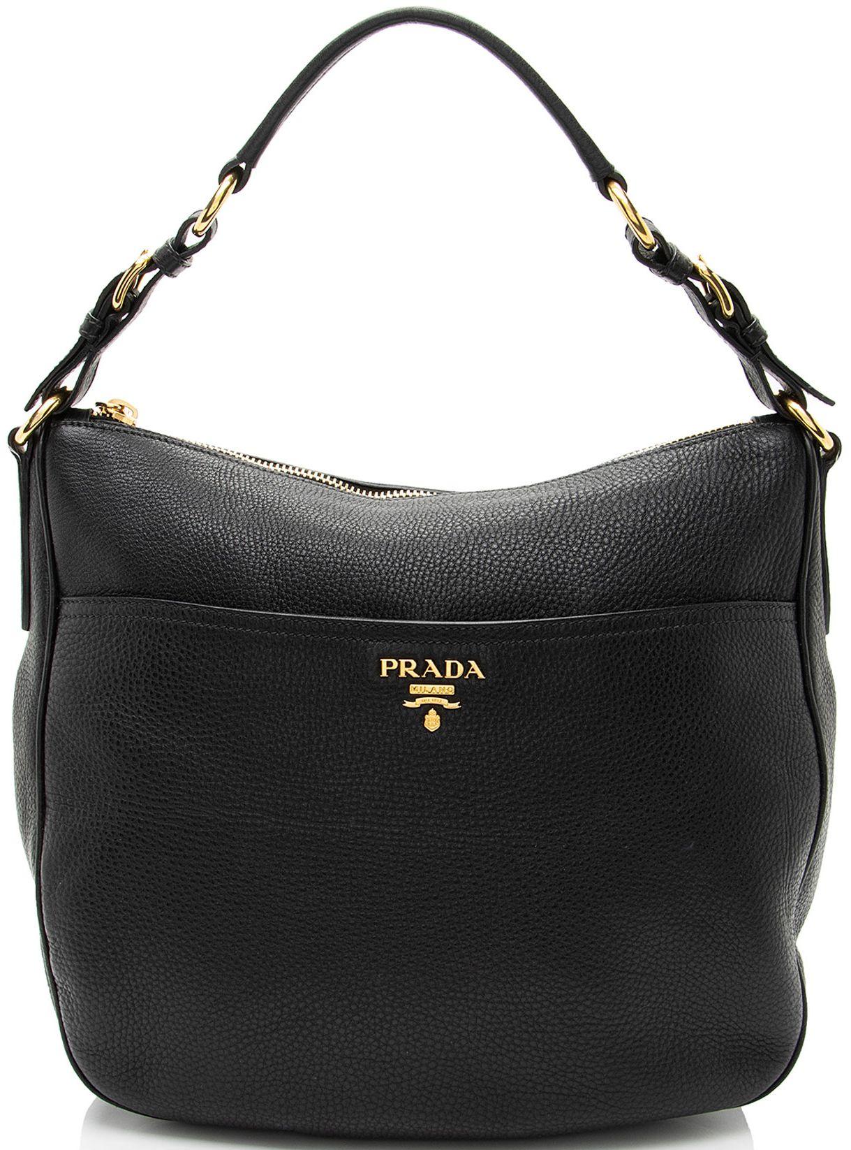 Prada  Vitello Daino Pocket Small Hobo - Black - Leather - Excellent