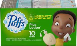 Puffs Plus Lotion Facial Tissues 132-Ply (10 Boxes) - Green