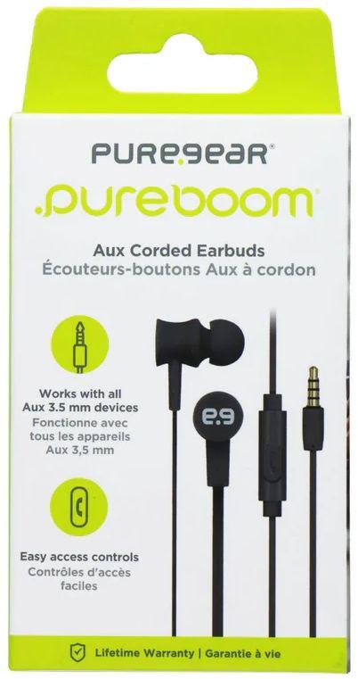 PureGear PureBoom 3.5mm AUX Corded Earbuds - Black