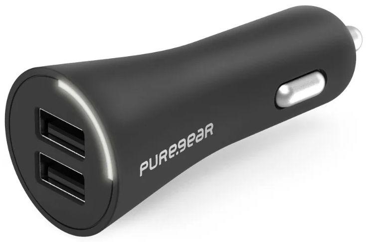 PureGear  Universal 24W Dual Port USB-A Car Charger - Black - Brand New