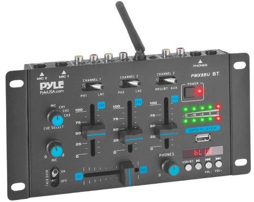 Pyle  Professional Wireless 3-Channel DJ Audio Mixer  - Black - Premium