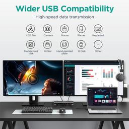 QGeeM D6908 USB C Laptop Docking Station - Grey
