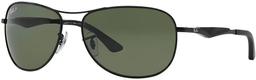 Ray-Ban Men's RB3519 Aviator Sunglasses - Green Polarized/ Matte Black