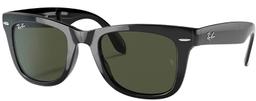 Ray-Ban RB4105 Folding Wayfarer Square Sunglasses - Black Frame/Green Lens
