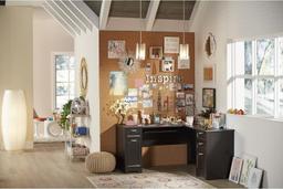 Realspace Magellan 59"W L-Shape Corner Desk - Brown