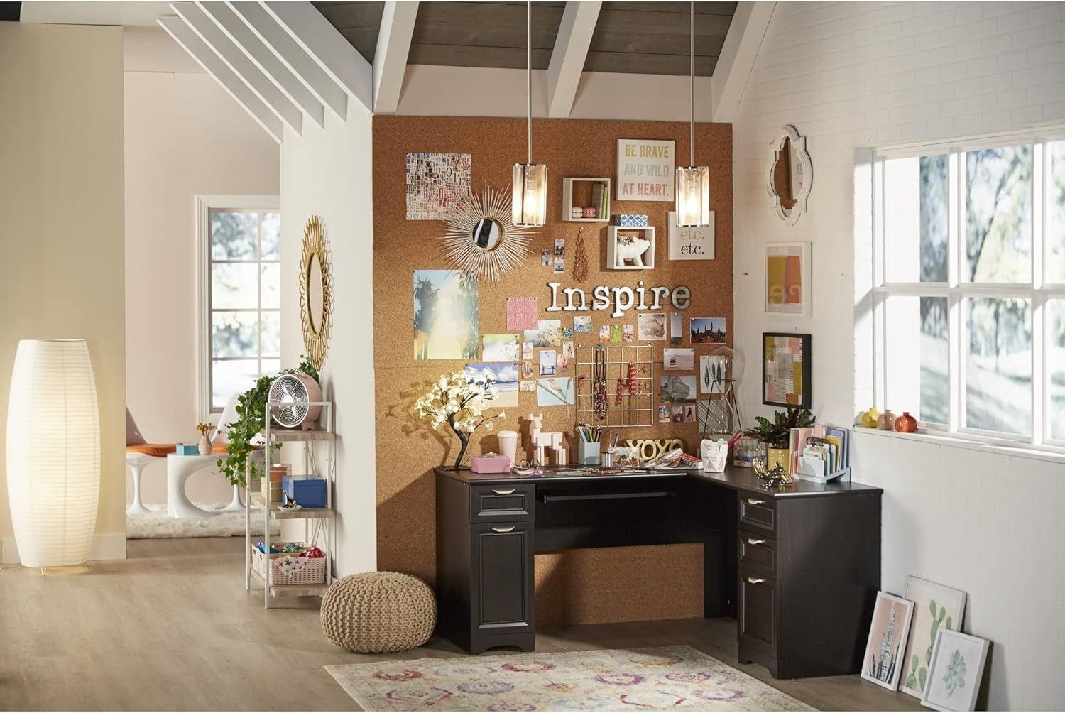 Realspace Magellan 59"W L-Shape Corner Desk - Brown