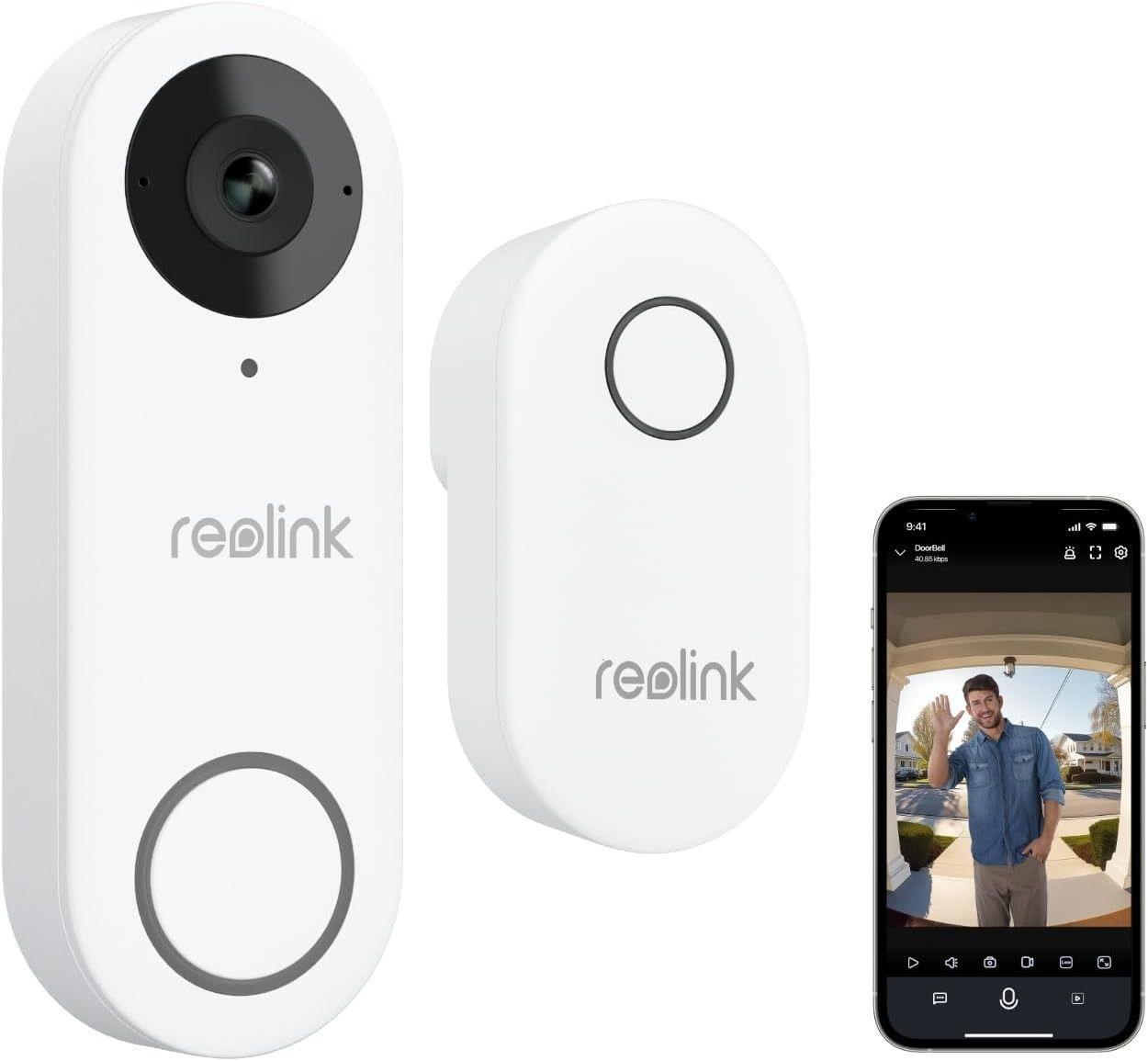 Reolink  5MP Smart WiFi Video Doorbell Camera Chime - White - Excellent