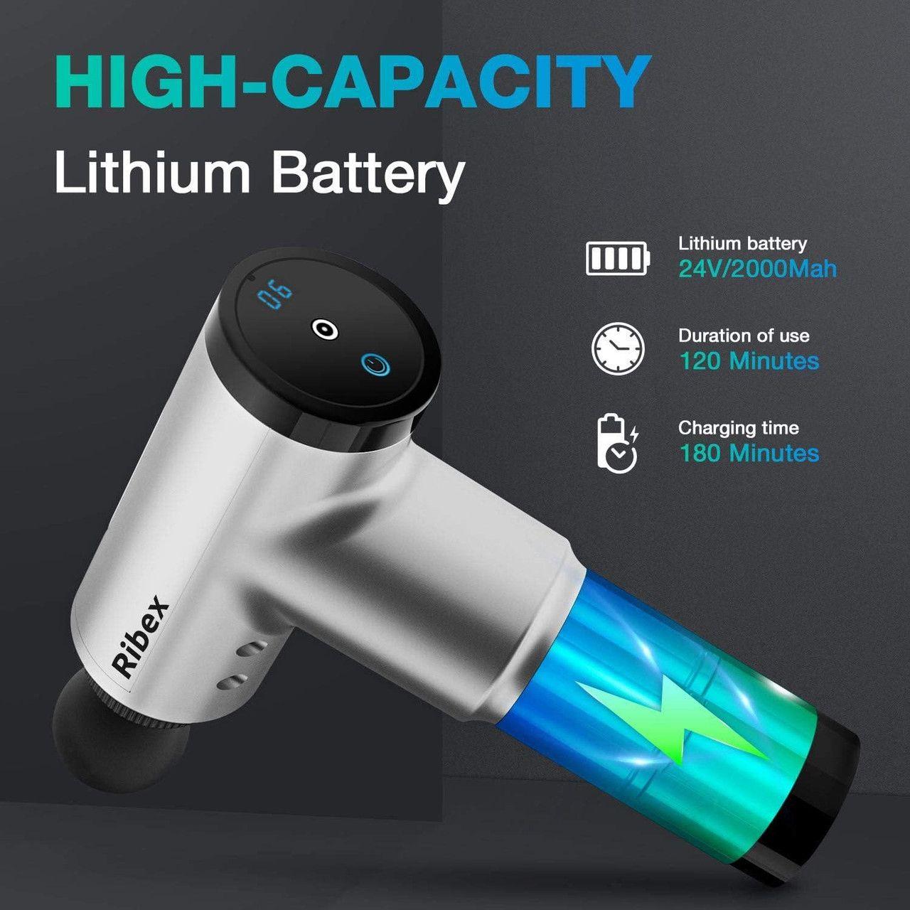 Ribex A6 Pro Deep Tissue Muscle Massage Gun - Silver