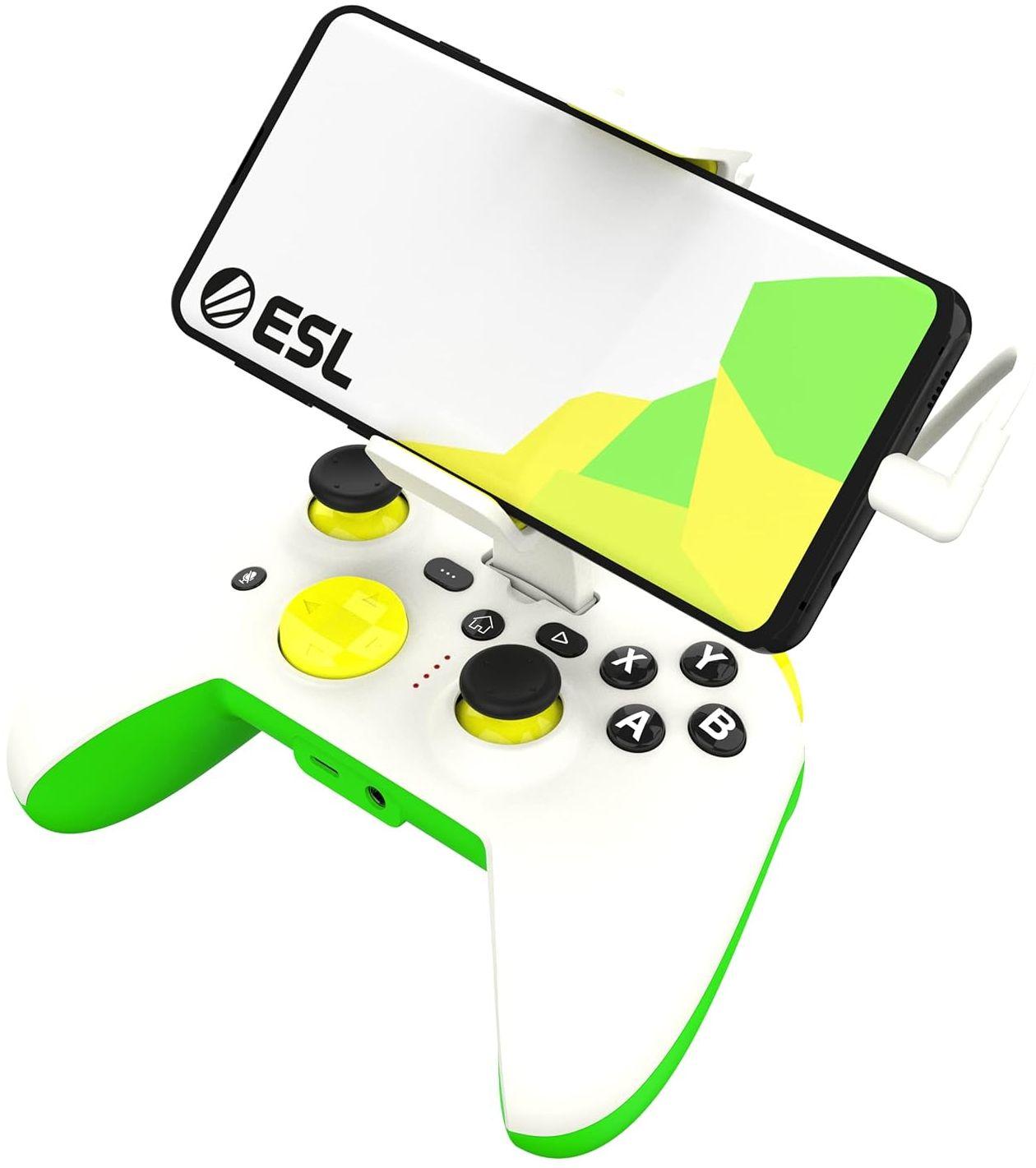 RiotPWR  ESL Game Controller for Android Phones USB-C - White/Green - Brand New