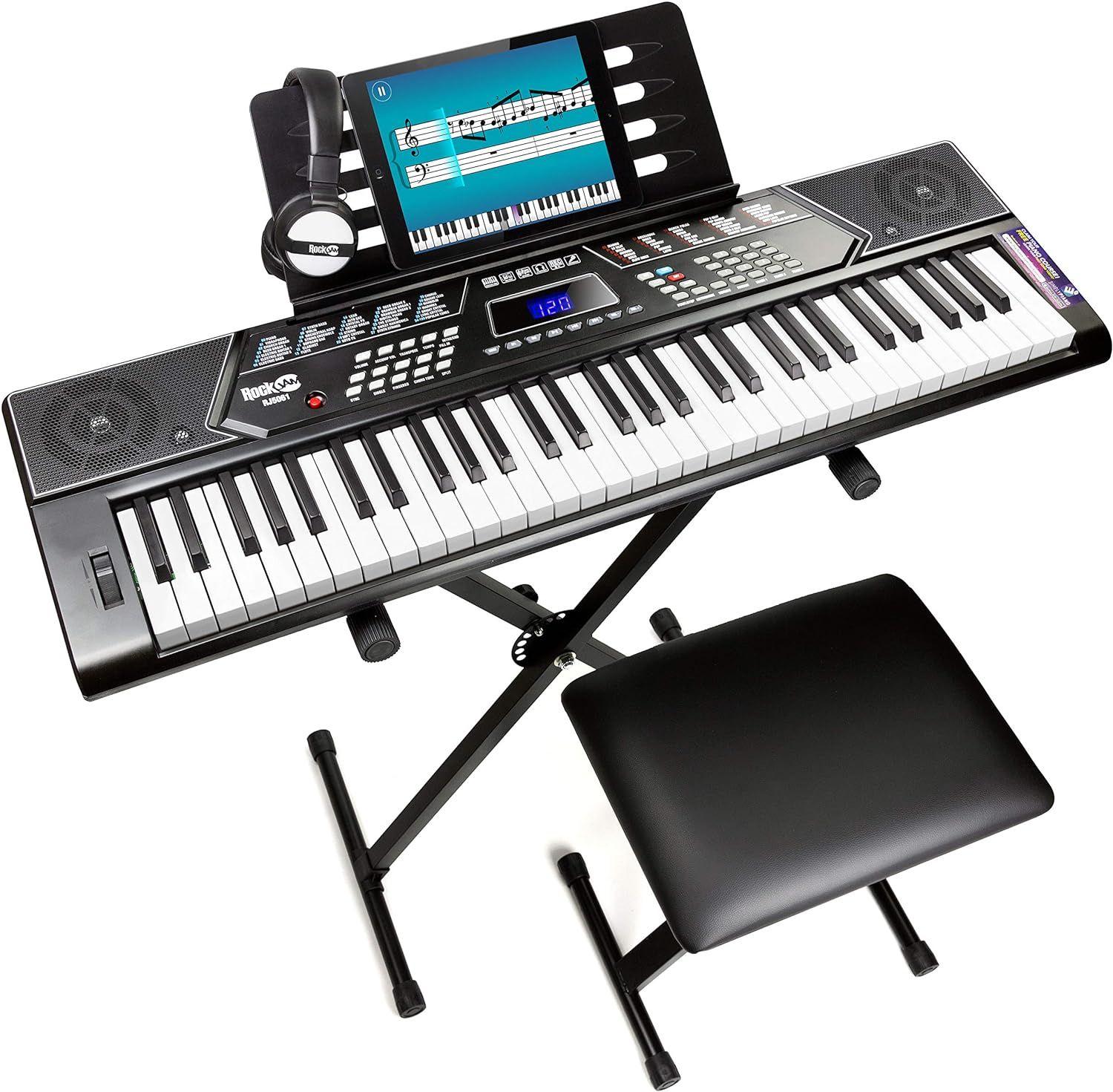 Rockjam  61-Key Keyboard Piano Kit Set - Black - Excellent