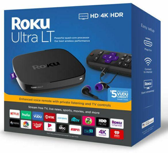 Roku  4662RW Ultra LT Streaming Media Player 2019  - Black - Excellent