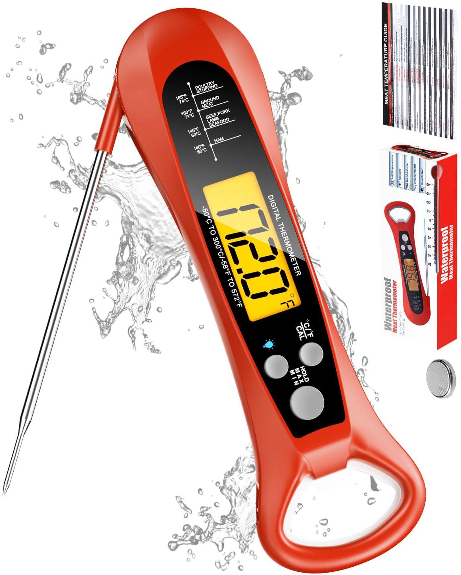 Rouuo  Instant Read Meat Thermometer - Red - Excellent