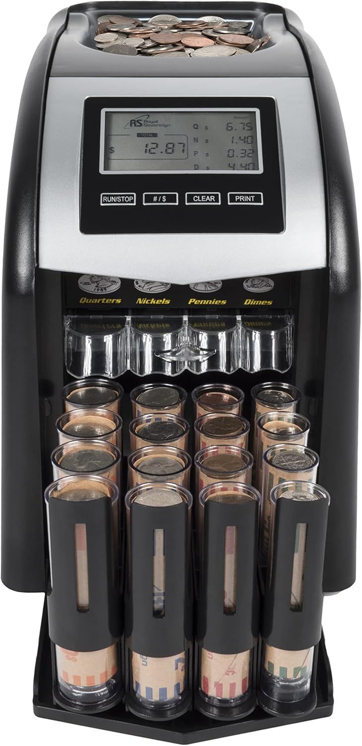 Royal Sovereign Digital 4-Row Electric Coin Sorter - Black