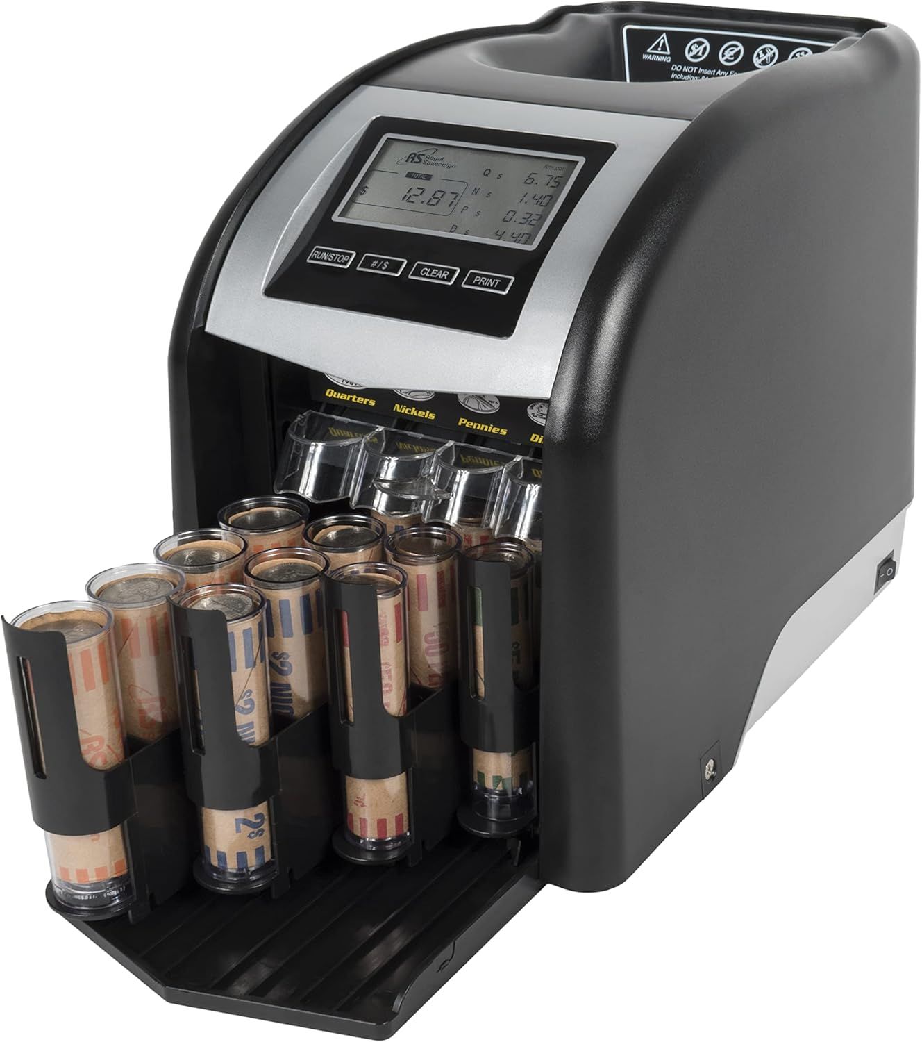 Royal Sovereign Digital 4-Row Electric Coin Sorter - Black