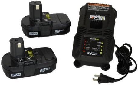 RYOBI  P118 NiCd/Lithium Ion Battery Charger and Two Batteries - Black - Excellent