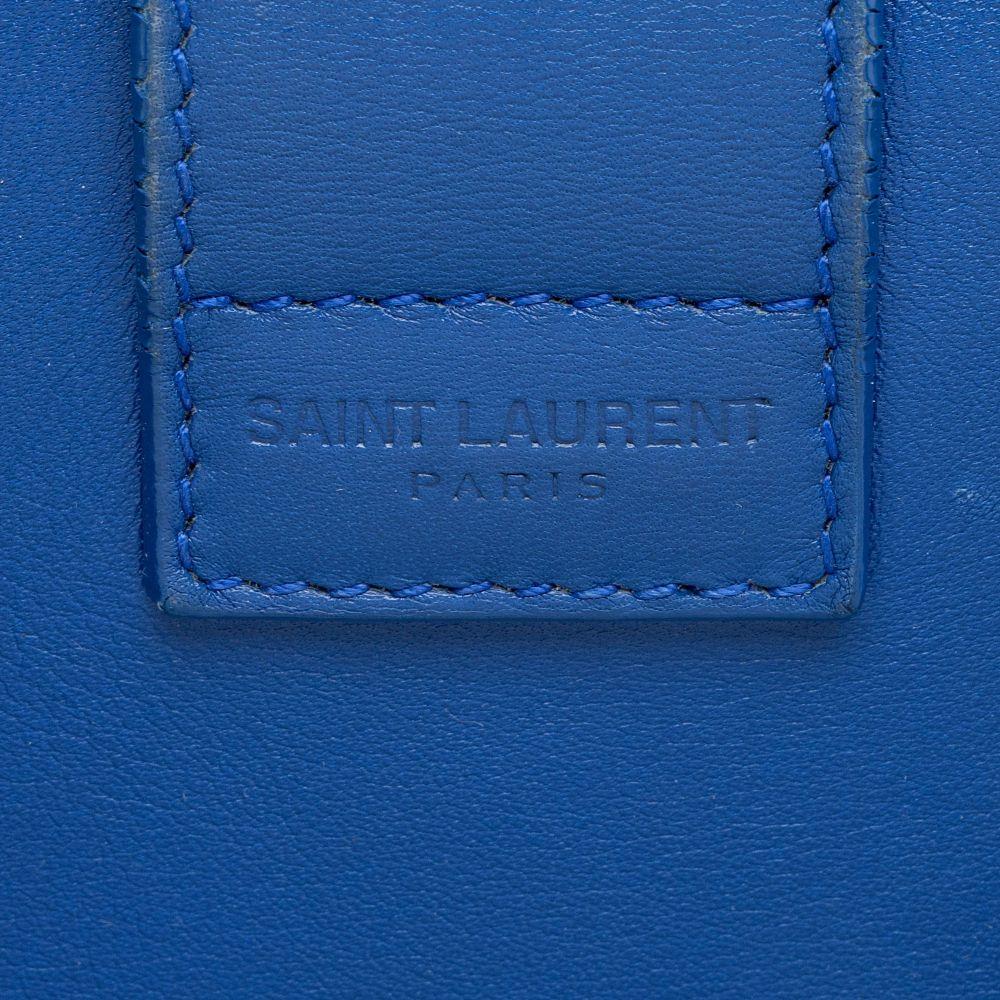 Saint Laurent Calfskin Monogram Baby Cabas Tote - Calfskin - Blue