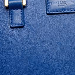 Saint Laurent Calfskin Monogram Baby Cabas Tote - Calfskin - Blue