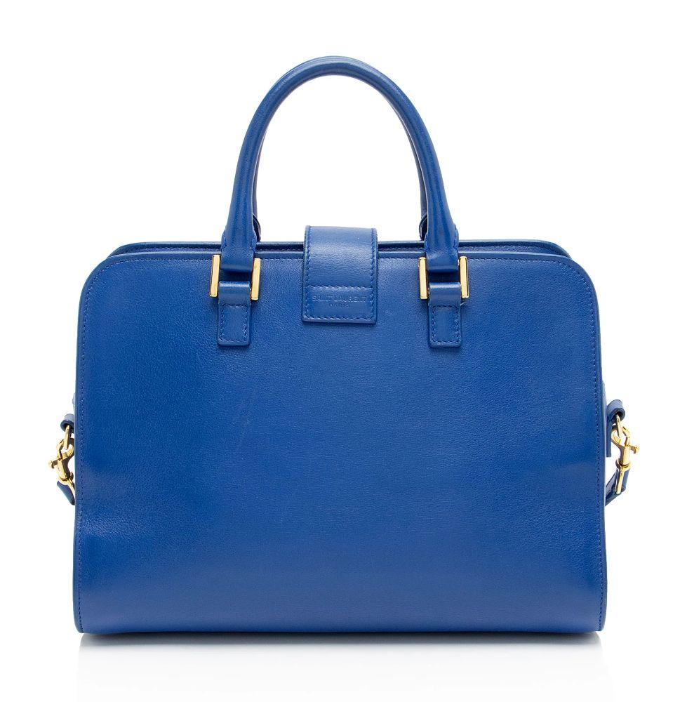 Saint Laurent Calfskin Monogram Baby Cabas Tote - Calfskin - Blue