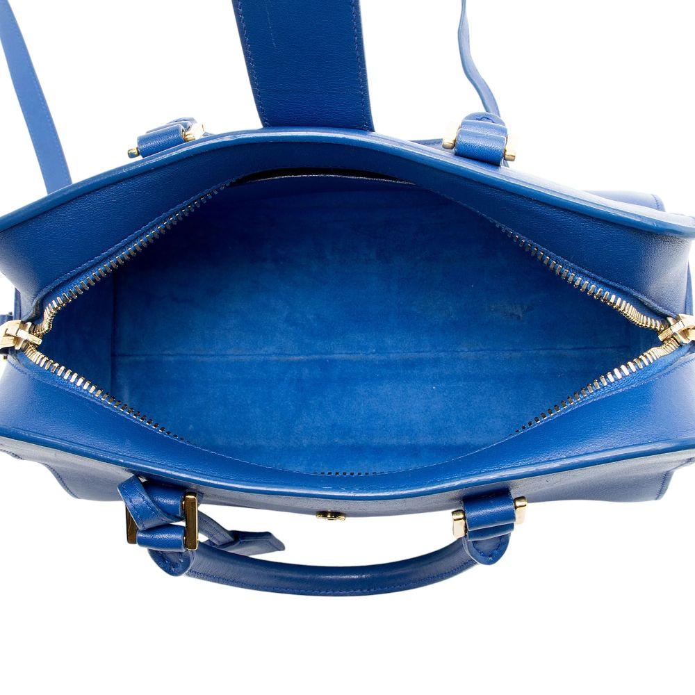 Saint Laurent Calfskin Monogram Baby Cabas Tote - Calfskin - Blue