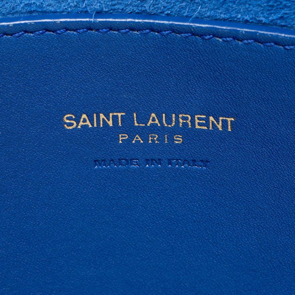 Saint Laurent Calfskin Monogram Baby Cabas Tote - Calfskin - Blue