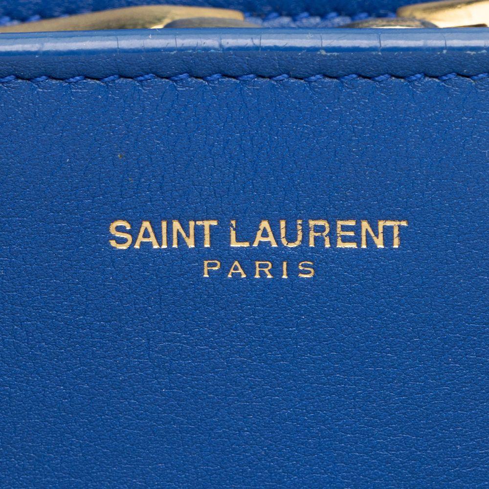 Saint Laurent Calfskin Monogram Baby Cabas Tote - Calfskin - Blue