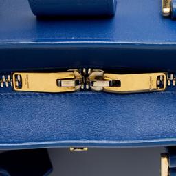 Saint Laurent Calfskin Monogram Baby Cabas Tote - Calfskin - Blue