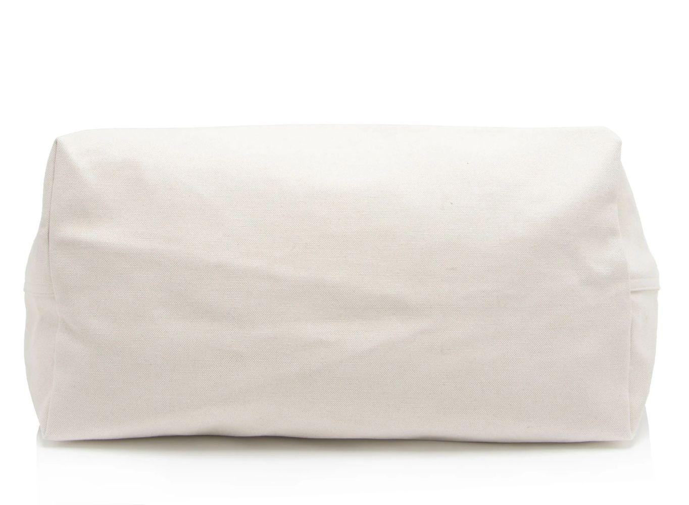 Saint Laurent Canvas Calfskin Rive Gauche Maxi Tote - Canvas - Beige/Black