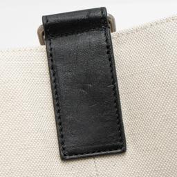 Saint Laurent Canvas Calfskin Rive Gauche Maxi Tote - Canvas - Beige/Black