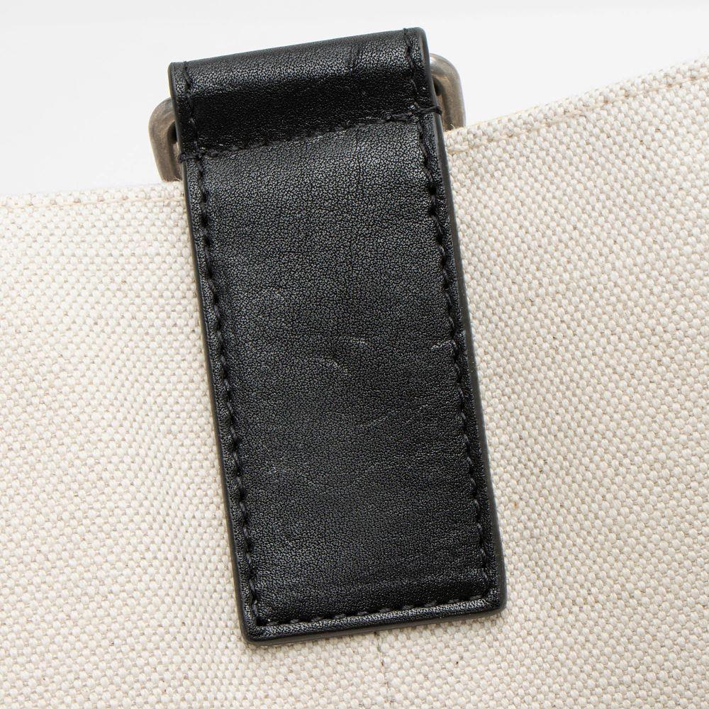 Saint Laurent Canvas Calfskin Rive Gauche Maxi Tote - Canvas - Beige/Black