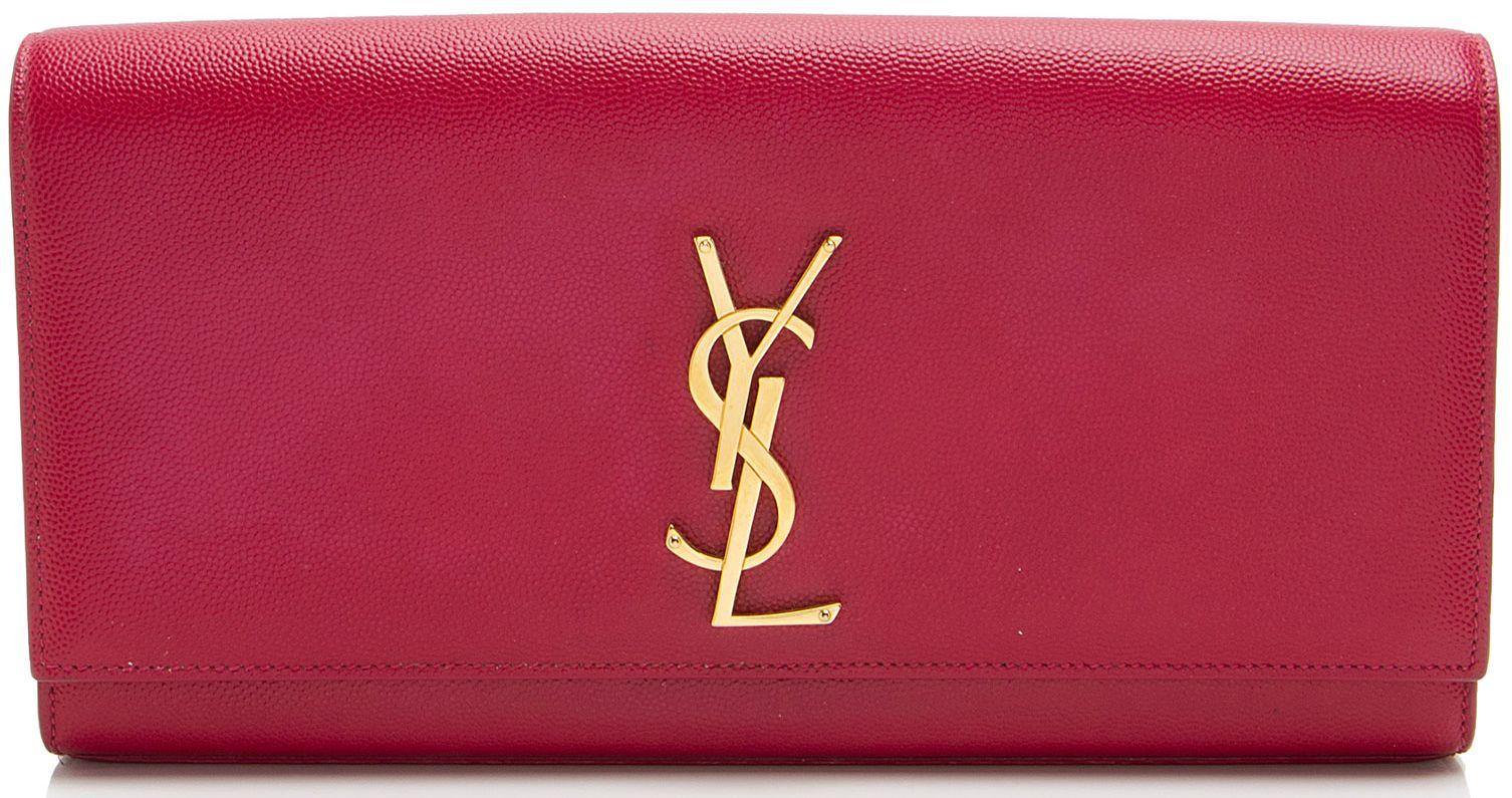 Saint Laurent  Grain de Poudre Monogram Kate Clutch - Pink - Leather - Good