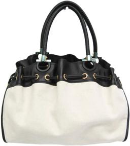 Salvatore Ferragamo Canvas Leather Handbag - Canvas - Black/Off-White