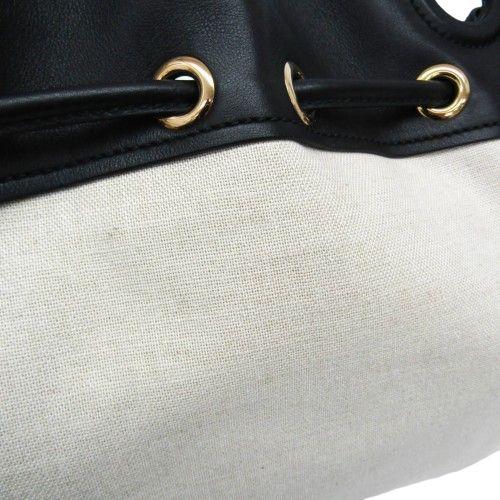 Salvatore Ferragamo Canvas Leather Handbag - Canvas - Black/Off-White