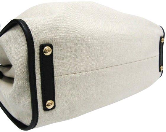 Salvatore Ferragamo Canvas Leather Handbag - Canvas - Black/Off-White