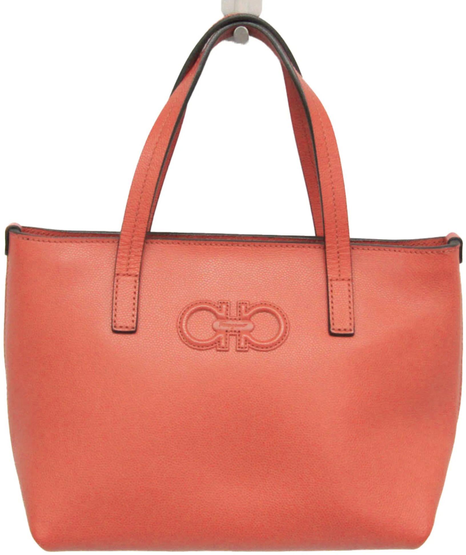 Salvatore Ferragamo  Gancini Leather Handbag - Orange Red - Leather - Excellent