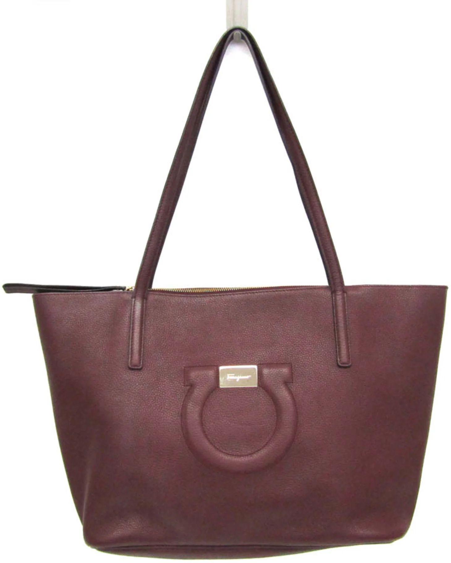 Salvatore Ferragamo  Gancini Leather Tote Bag - Bordeaux - Leather - Excellent