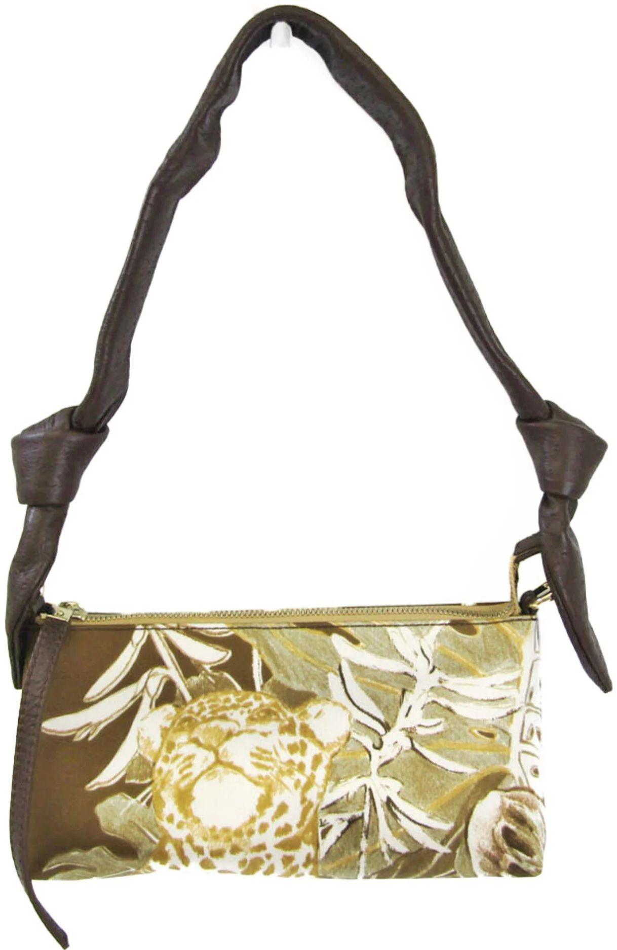 Salvatore Ferragamo  Leather Nylon Shoulder Bag - Dark Brown/Multi-Color - Leather - Excellent