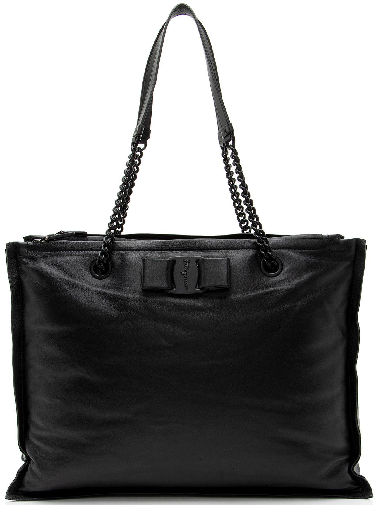 Salvatore Ferragamo  Leather Viva Bow Small Tote - Black - Leather - Excellent