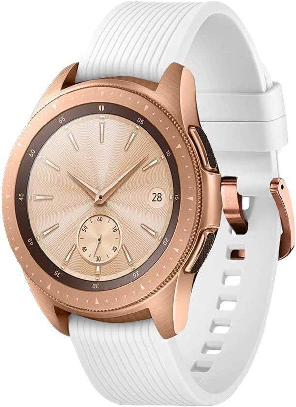 Samsung  Galaxy Watch - 4GB - Rose Gold-Stainless Steel-Silicone Strap-White - Bluetooth - 42mm - Rose Gold - Stainless Steel - White - Silicone Strap - Silicone - Acceptable