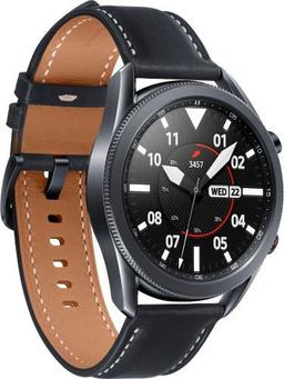 Samsung Galaxy Watch3 (Bluetooth) - 8GB - 45mm - Mystic Black Stainless Steel Case with Black Leather Leather Strap