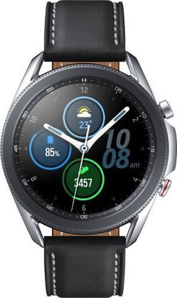 Samsung Galaxy Watch3 (Bluetooth) - 8GB - 45mm - Mystic Silver Stainless Steel Case with Black Leather Leather Strap
