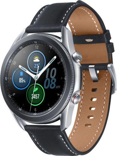 Samsung Galaxy Watch3 (Bluetooth) - 8GB - 45mm - Mystic Silver Stainless Steel Case with Black Leather Leather Strap