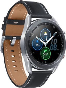 Samsung Galaxy Watch3 (Bluetooth) - 8GB - 45mm - Mystic Silver Stainless Steel Case with Black Leather Leather Strap