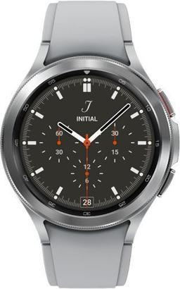 Samsung Galaxy Watch4 (Bluetooth) - 16GB - 46mm - Silver Classic (Stainless Steel) Case with Silver Fluoroelastomer Ridge Sports Band