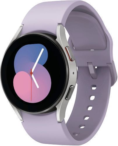 Samsung Galaxy Watch5 (Bluetooth + LTE) - 16GB - 40mm - Silver Aluminum Case with Purple Fluoroelastomer Sport Band