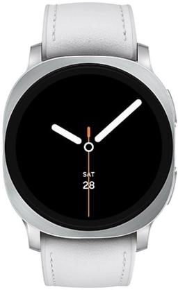 Galaxy Watch8 (Bluetooth + LTE) - 32GB - 46mm - Silver Aluminum Case with White Bio-based Synthetic Leather + Rubber Hybrid Band - Medium/Large Size