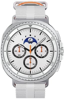 Galaxy Watch8 (Bluetooth) - 32GB - 46mm - White Classic (Stainless Steel) Case with White Silicone Athleisure Band - Small/Medium Size