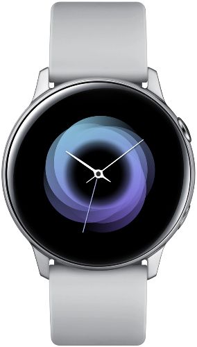 Samsung Galaxy Watch Active - 4GB - 40mm - Silver Aluminum Case with Silver Fluoroelastomer Fluoroelastomer Strap